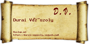 Durai Vászoly névjegykártya